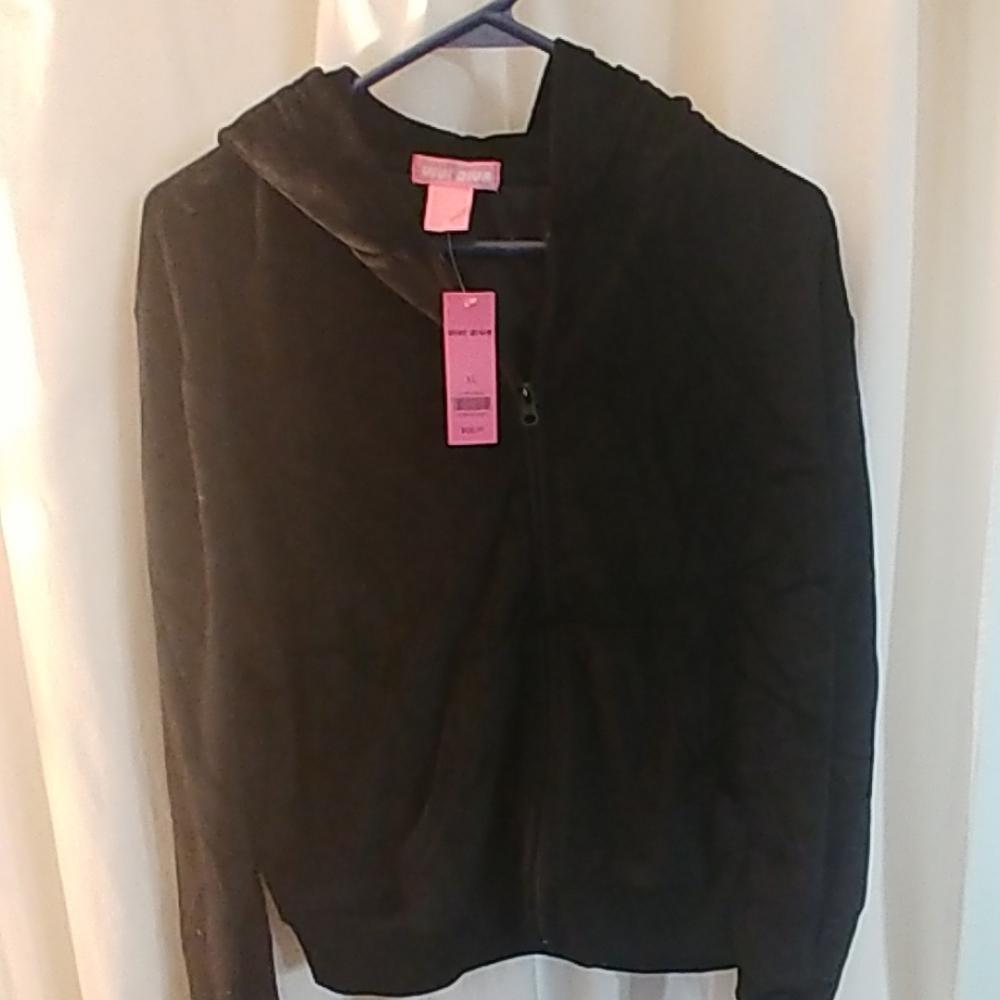 Velour black zip up hoodie